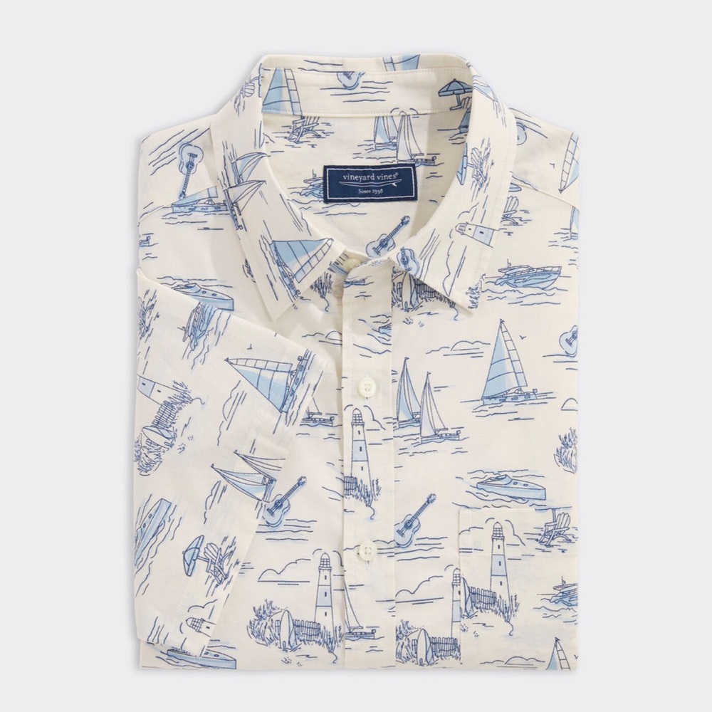 Vineyard Vines Blue and White Casual Button Down Shirt